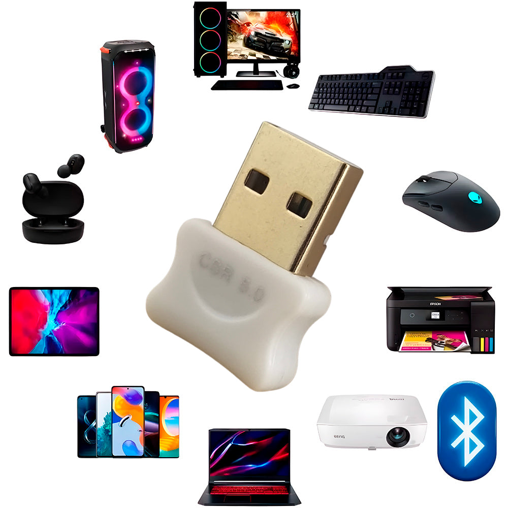 Mini Adaptador Bluetooth 5.0, Alcance Até 20 Metros, USB Dongle, Plug And Play, XK-08, Branco